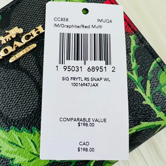 COACH Snap Wallet Signature Canvas Fairytale Rose Print - Picture 11 of 16